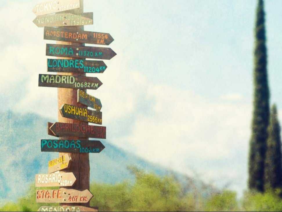 Direction to different places of the world